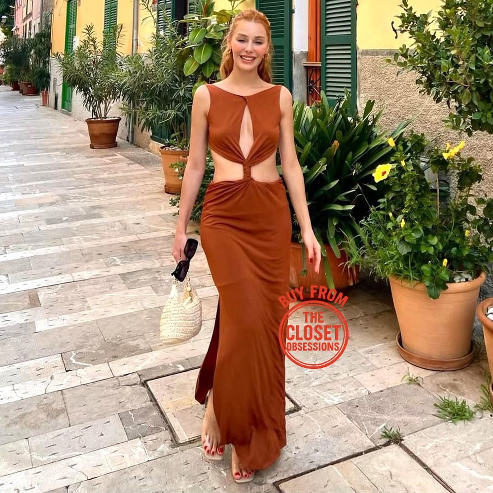 ZARA Brown Cut Out Maxi Dress Vacation Resort Dress NWT - Picture 12 of 16
